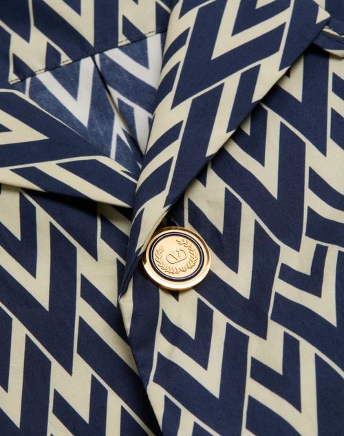 Cotton Popeline Bowling Shirt With Toute La V Print for Man in