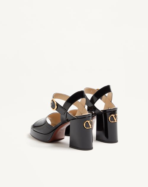 Valentino Garavani - Fawcette Platform Sandal In Polished Calfskin 100mm - Black - Woman - Sandals
