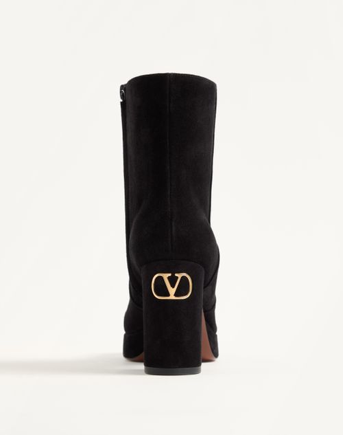 Valentino Garavani - Fawcette Platform Ankle Boot In Split Leather 90mm - Black - Woman - Boots And Ankle Boots