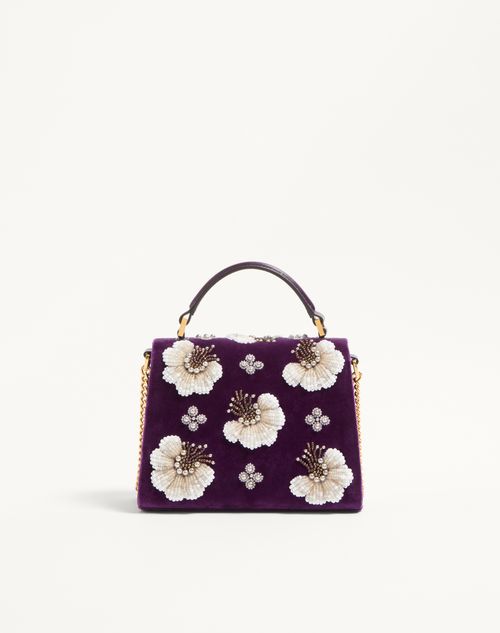 Valentino Garavani - Valentino Garavani Mini Vsling Embroidered Handbag With Jewel Logo - Purple - Woman - Top Handle Bags