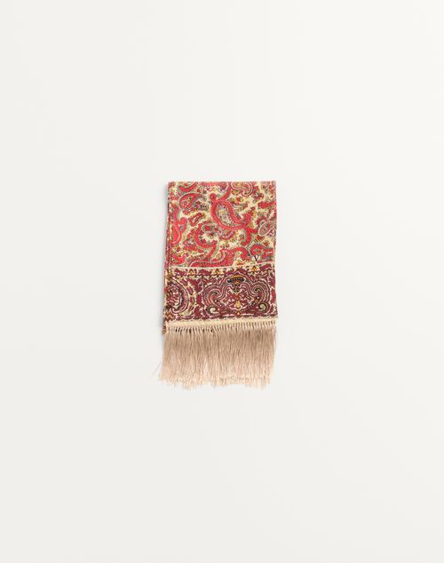Valentino Garavani - Voyage Imaginaire Silk Bandeau Scarf With Fringe - Cream/red - Man - Soft Accessories