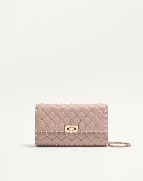 Valentino Garavani Rockstud Spike Nappa Leather Crossbody Clutch Bag Woman Poudre Onesize