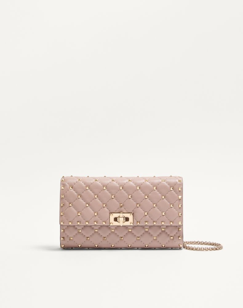 Valentino Garavani Women's Poudre Rockstud Spike Nappa Leather Crossbody Clutch Bag Woman Uni