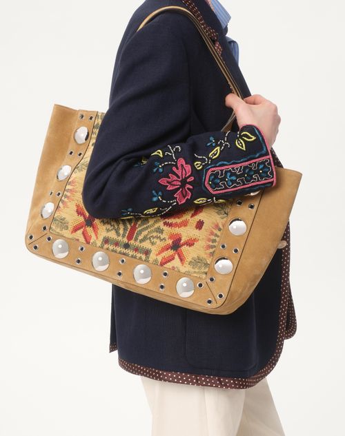 Valentino - Single-breasted Linen Jacket With Beaded Embroidery And Patches - Blue - Man - Coats And Blazers