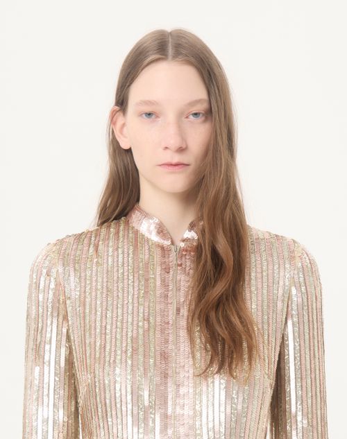 Valentino - Embroidered Chiffon Dress - Silver/pink - Woman - Gowns