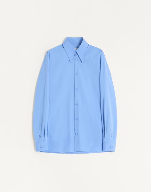 Valentino Pointed-collar Cotton Shirt In Blue