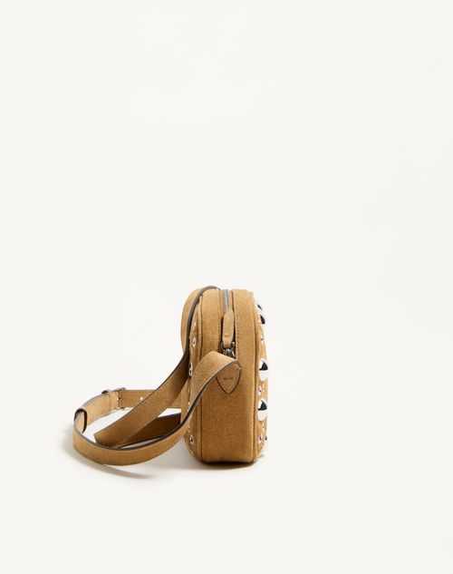 Valentino Garavani - Valentino Garavani Nellcôte Suede Shoulder Bag - Havana Beige - Man - Shoulder Bags