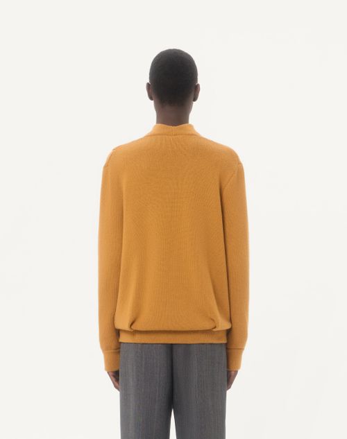 Valentino - Valentino Cashmere Sweater With Draped High Collar - Ochre - Man - Knitwear