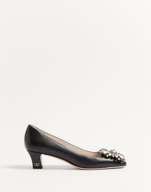 VALENTINO GARAVANI VALENTINO GARAVANI PRESHOES KIDSKIN PUMPS WITH CRYSTALS 45MM WOMAN BLACK/SILVER 42 