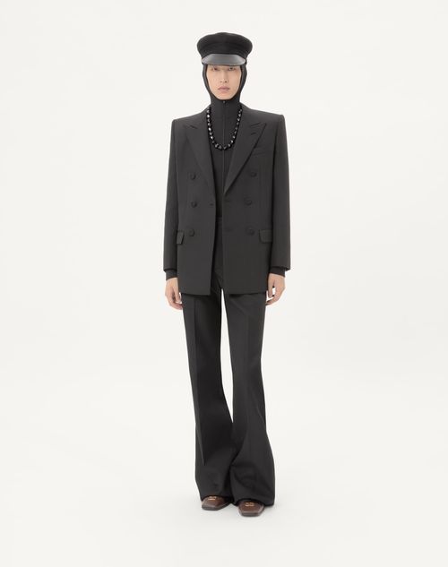 Valentino - Valentino Double-breasted Wool Gabardine Jacket - Black - Man - Coats And Blazers
