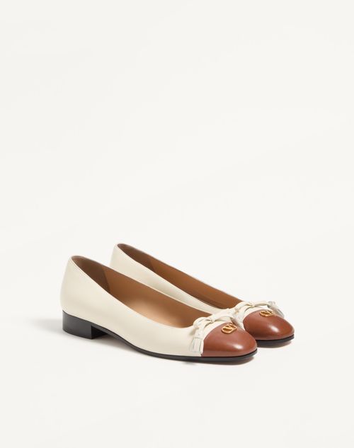 Valentino Garavani - Valet Du Roi Kidskin Ballerina 25mm - Butter/tobacco - Woman - Ballerinas