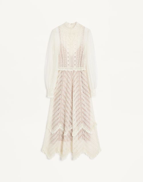 Valentino Robe Midi Brodée Femme Ivoire 40 In White
