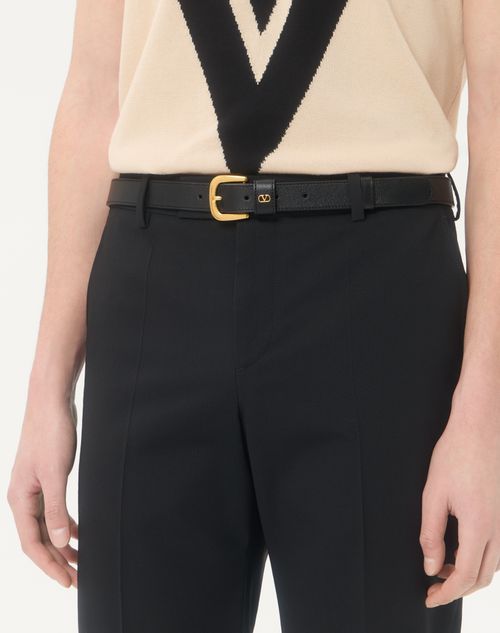 Valentino Garavani - Vlogo Signature Belt In Shiny Calfskin 25 Mm - Black - Man - Belts