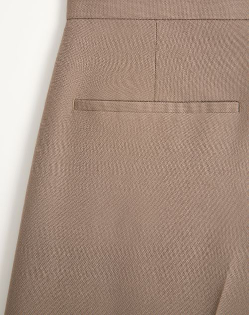 Valentino - Valentino Cuffed Wool Pants In Natté Wool - Beige - Man - Pants And Shorts