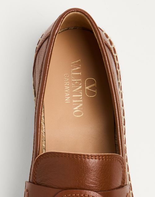 Valentino Garavani - Palm Avenue Calfskin Loafer - Tobacco - Man - Loafers And Driver