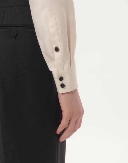 Valentino - Silk Shantung Shirt With Toggle - Cream - Man - Shirts