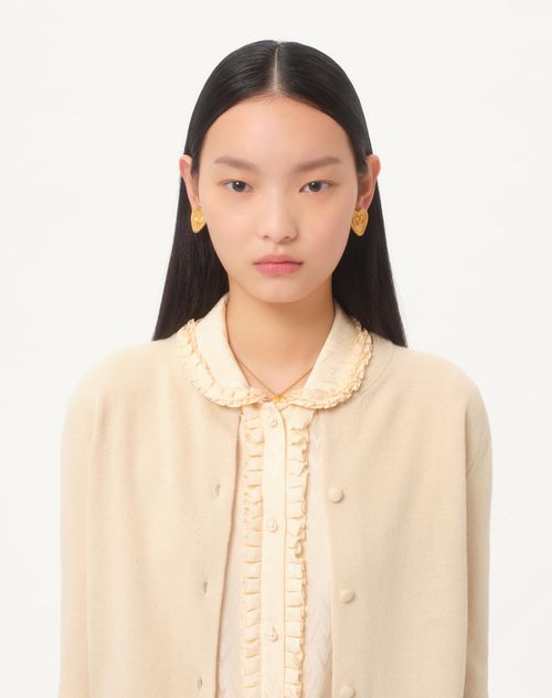 Valentino - Cardigan With Feathers - Birch - Woman - Knitwear