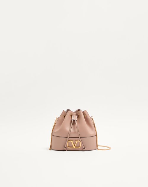Valentino Garavani - Mini Bucket Bag In Nappa With Vlogo Signature Chain - Rose Cannelle - Woman - Shoulder Bags