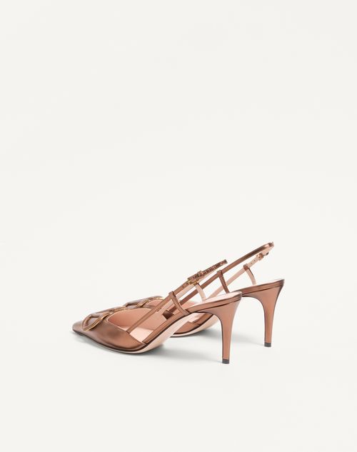 Valentino Garavani - Vlogo Signature Slingback Pump In Laminated Nappa Leather 80mm - Bronze - Woman - Pumps