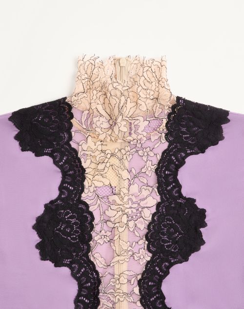 Valentino - Jersey Bodysuit With Lace - Lilac/black - Woman - Lingerie