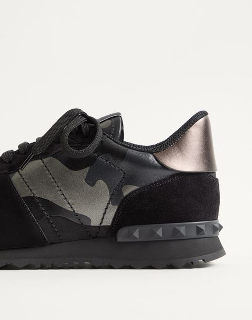 Valentino Garavani - Rockrunner Camouflage Noir Metallic Sneaker - Black - Man - Sneakers