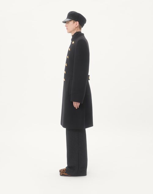 Valentino - Valentino Double-breasted Coat In Double Wool - Black - Man - Coats And Blazers