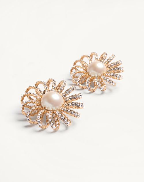 Valentino Garavani - Valentino Sans Fin Earrings In Metal, Pearls And Crystals - Gold/multicolour - Woman - Fashion Jewelry