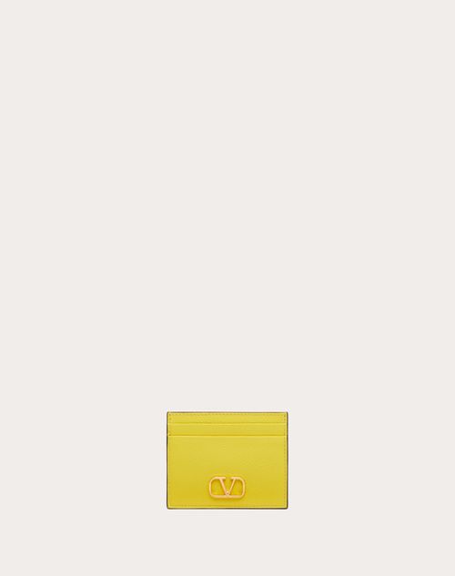 Valentino Garavani Vlogo Signature Grainy Calfskin Cardholder Woman Cedar Yellow Uni