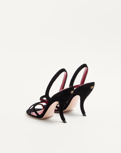 Valentino Garavani - Fetishique Velvet Sandal 105mm - Black - Woman - Sandals