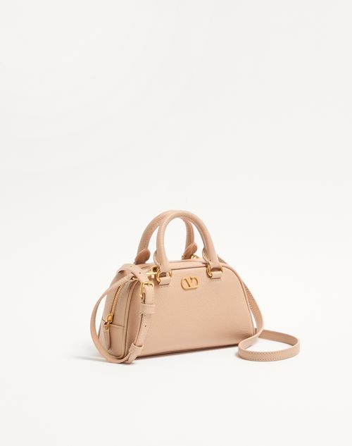 Valentino Garavani - Mini Vlogo Signature Bowling Bag In Grainy Calfskin - Rose Sand - Woman - Top Handle Bags