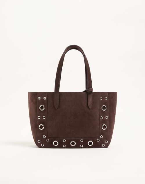 Valentino Garavani - Borsa Media Shopping Valentino Garavani Nellcôte Ricamata - Ebano/multicolor - Donna - Borse Shopping