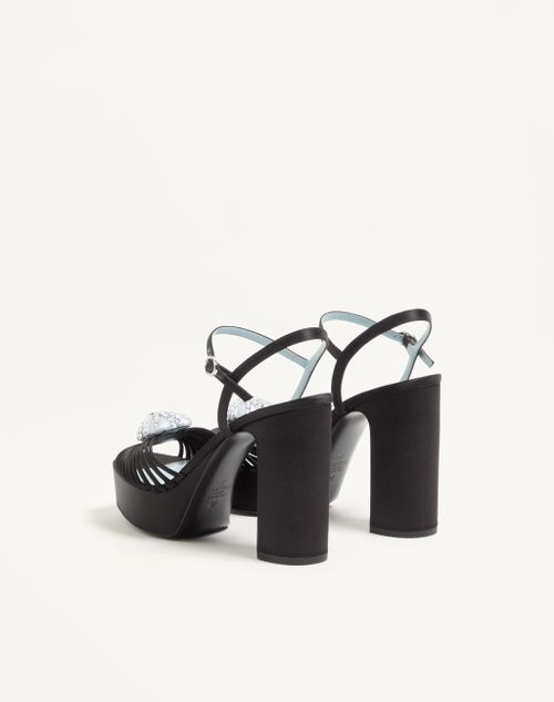 Valentino Garavani - Coeur Royal Platform Sandal In Satin 115mm - Black/crystal - Woman - Sandals