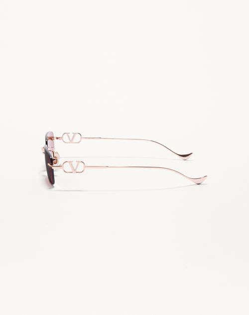Valentino - Rectangular Metal Eyewear - Gold/brown - Unisex - Eyewear