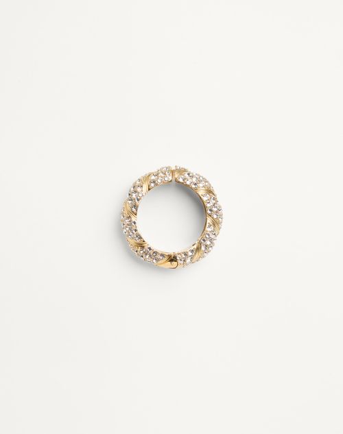 Valentino Garavani Pas Plus Mono Earring In Metal, Enamel And Swarovski Crystals Woman Gold/crystal Onesize