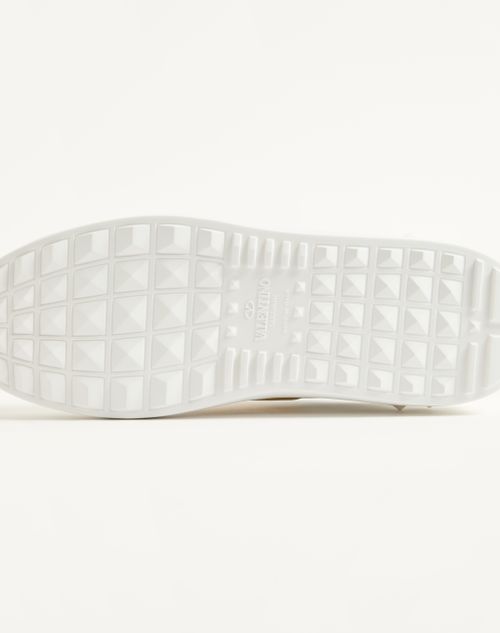 Valentino Garavani - Open Sneaker With Metallic Stripe - White/platinum - Woman - Shoes