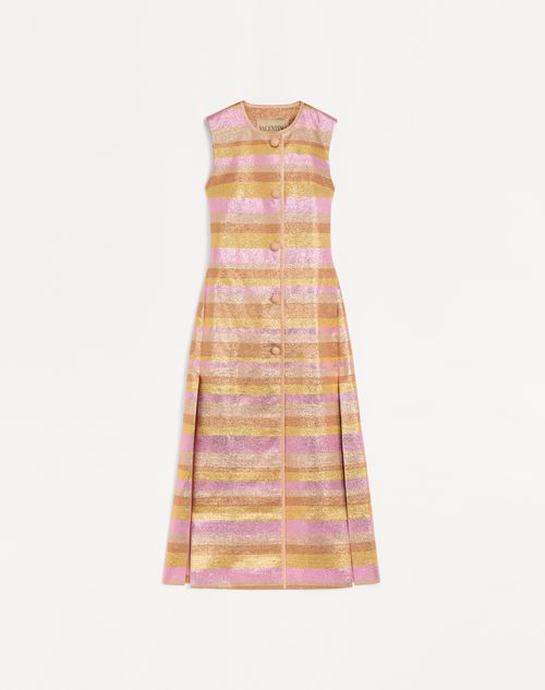 Valentino - Lurex Lumiere Nocturne Barré Vest - Rose Gold - Woman - Coats And Outerwear