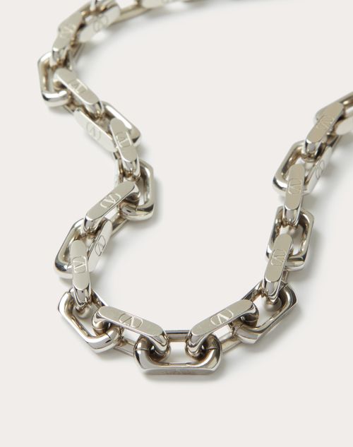 Valentino Garavani - Vロゴ チェーン メタル ネックレス - パラジウム - メンズ - ジュエリー