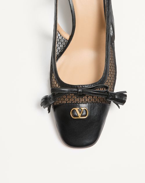 Valentino Garavani - Valet Du Roi Slingback Pump In Mesh And Kidskin 60mm - Black - Woman - Pumps And Slingbacks