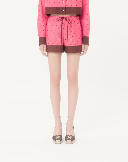 Valentino - Starry Signature Muslin Shorts - Coral/chocolate - Woman - Trousers And Shorts