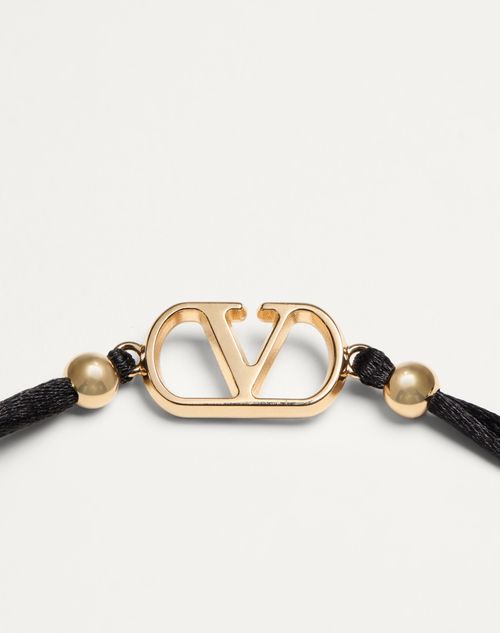 Valentino Garavani - Vロゴ シグネチャー コットン ブレスレット - ブラック - ウィメンズ - ジュエリー