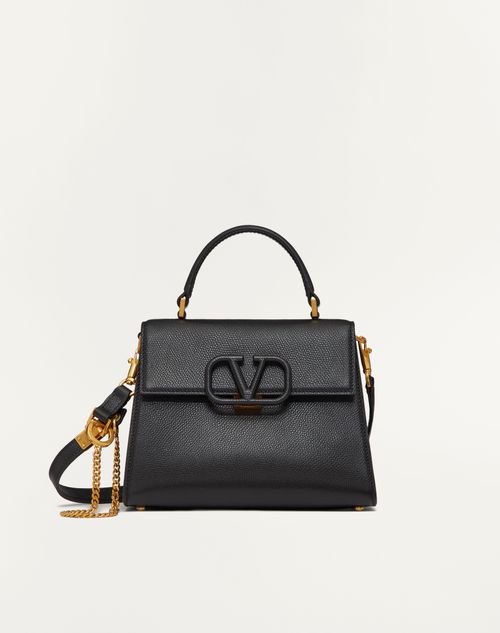 Valentino Garavani - Small Vsling Grainy Calfskin Handbag - Black - Woman - Top Handle Bags