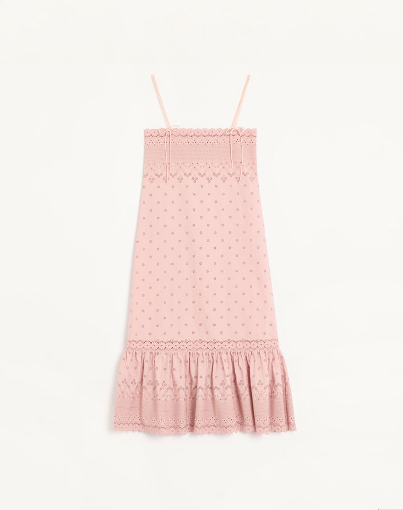 Valentino Midi-Kleid Aus Sangallo Mit Fleur A Jours Margheritine Frau 42 Rosa