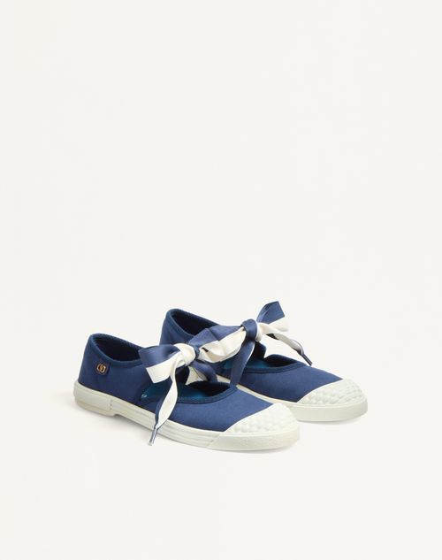 Valentino Garavani - Bay By Bay Ballerina Sneakers In Canvas - Indigo/ivory - Woman - Sneakers