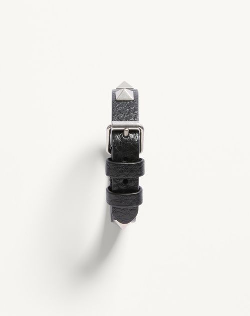 Valentino Garavani - Rockstud Leather Bracelet With Ruthenium Studs - Black - Man - Jewelry