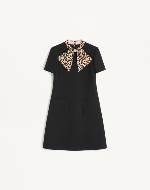 Valentino Robe Courte En Crêpe Couture Femme Noir 50 In Black
