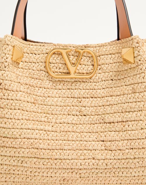 Valentino Garavani - Valentino Garavani Small Raffia Shopping Bag. - Natural - Woman - Totes
