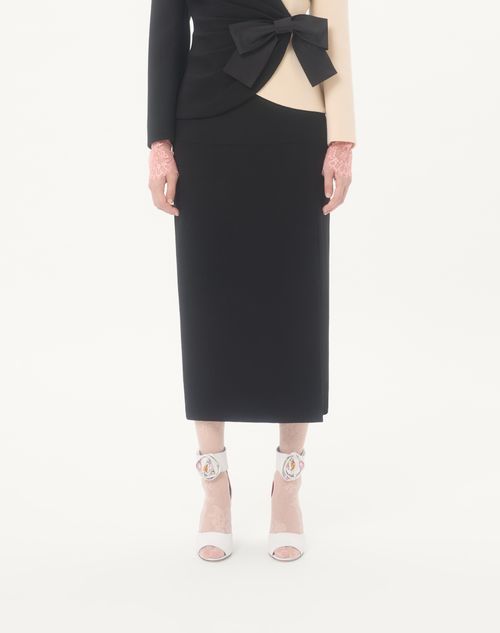 Valentino - Wool Crepe Midi Skirt - Black - Woman - Skirts