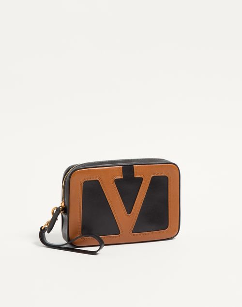 Valentino Garavani - Valentino Garavani Viva Superstar Beutel Aus Nappaleder - Schwarz/spice - Mann - Clutches Und Pochetten