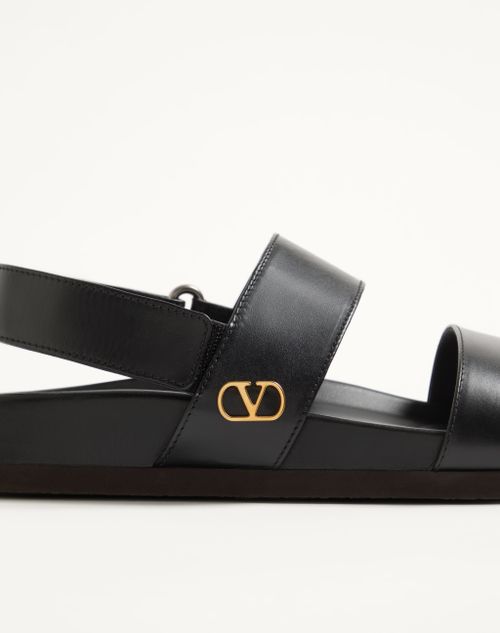 Valentino Garavani - Studshield Calfskin Sandal - Black - Man - Sandals