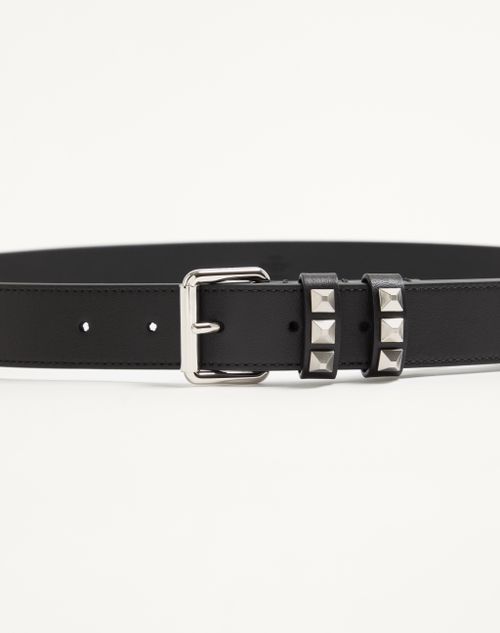 Valentino Garavani - Valentino Garavani Flaneuse Belt In Shiny Calfskin 30 Mm - Black - Man - Belts